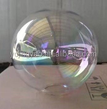 Hand Made round Rainbow Iridiscent Colored Borosilicare Glass Ball Sphere with Holes