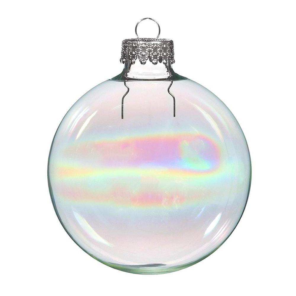 Customized 100mm Iridescent Glass Christmas Tree  Ball Ornaments