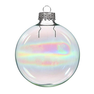 Customized 100mm Iridescent Glass Christmas Tree  Ball Ornaments