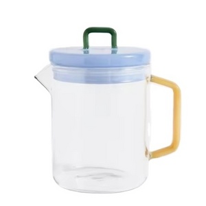 Wholesale Customized Heat-Resistant Glass Teapot Colored Handle Coffee Jug