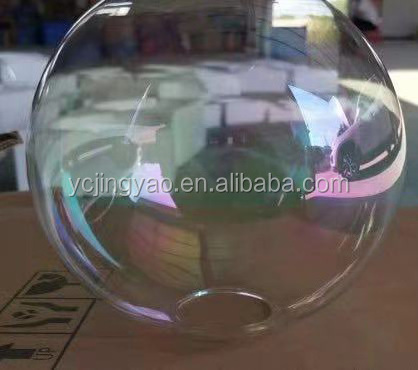 Hand Made round Rainbow Iridiscent Colored Borosilicare Glass Ball Sphere with Holes