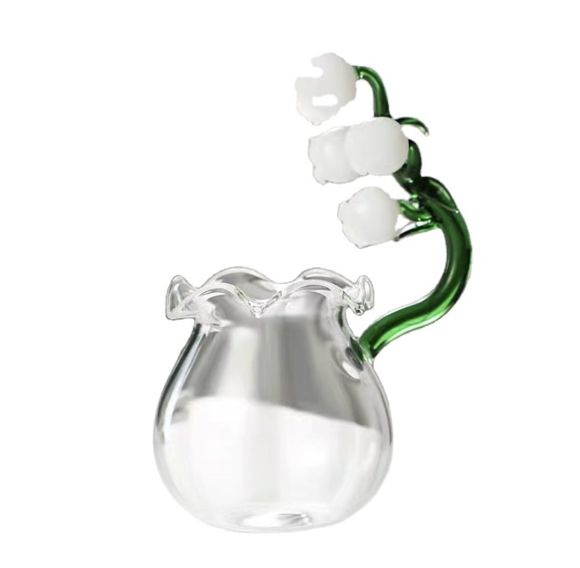 Custom Factory New White Rose Share Cups High Borosilicate Glass Tea Pot 300ml Capacity