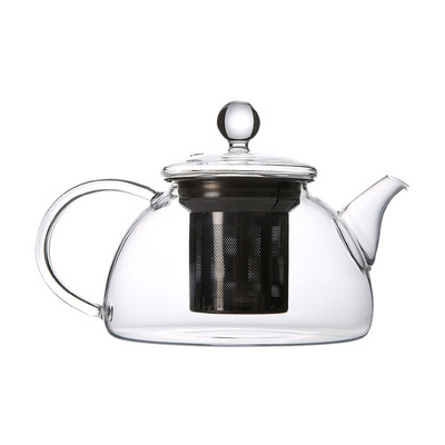 Customized Small Glass Teapot with Infuser/Loose Leaf Tea Pot with Stainless Steel Filter and Glass Lid