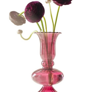 Wholesale Customized Hand Blown Ribbed Nordic Spray Color Flower Glass Vase Delicate Bud Vase