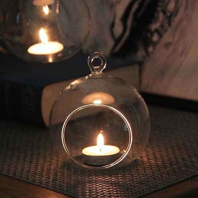 Wholesale Customized Hanging Glass Globe Sphere Candle Holder/ Round Glass Ball Hanging Candle Holder