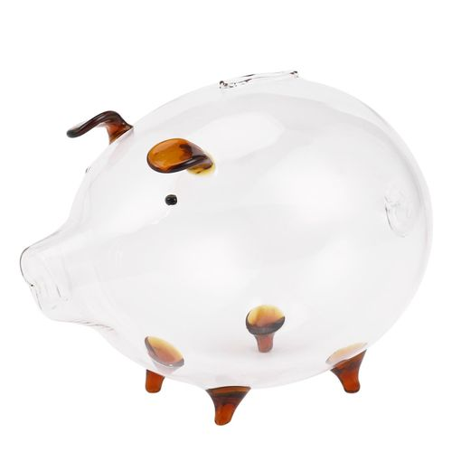 Custom Hand Made Small Clear Glass Piggy Pig Coin Jar Saving Money Box Coin Cashbox Bank Cute Pig