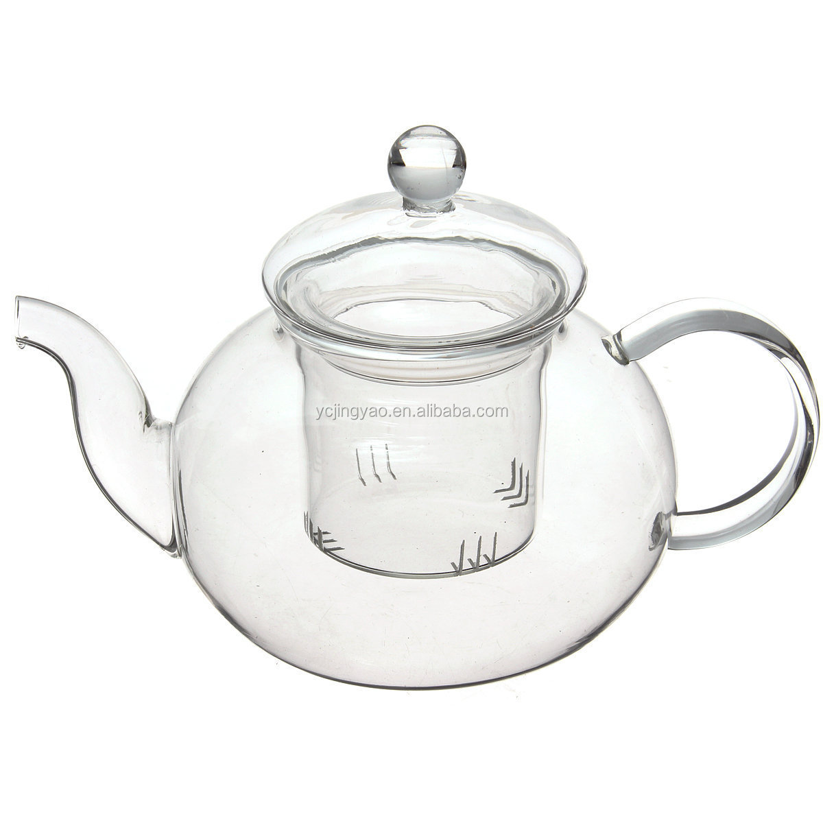 Clear Teapot Chinese Gongfu Glass Tea Pot Set with Infuser Filter Tea Light Warmer 6 Cups