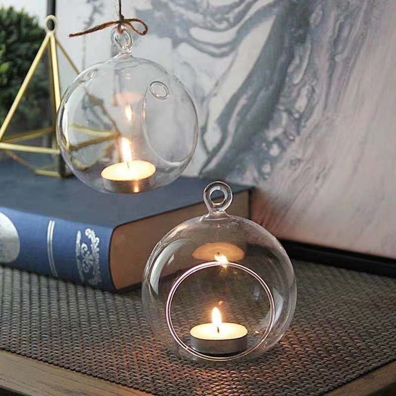 Wholesale Customized Hanging Glass Globe Sphere Candle Holder/ Round Glass Ball Hanging Candle Holder