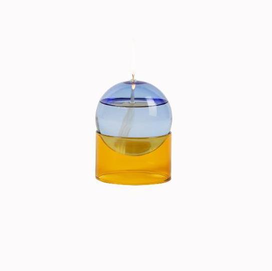 Wholesale Customized Hand Made Empty Glass Oil Lamp Sturdy Borosilicate Glass Liquid Bliss Petite Glass Oil Candle For Home Use