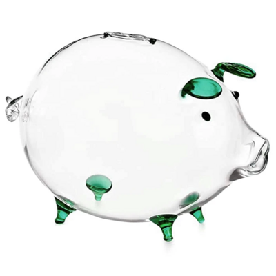 Custom Hand Made Small Clear Glass Piggy Pig Coin Jar Saving Money Box Coin Cashbox Bank Cute Pig