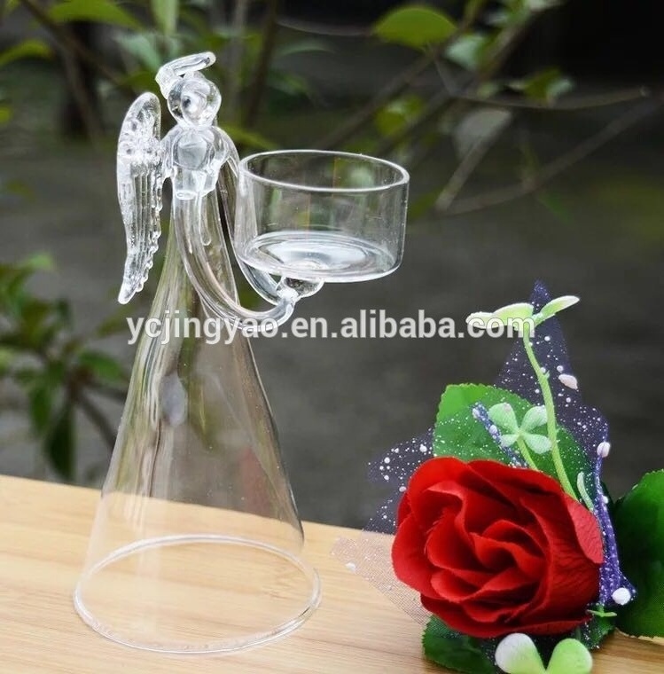 Christmas Angel Crystal Glass Tea Light Candle Holder