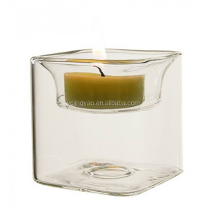 2.5" Clear Tealight Square Glass Reversible Votive Candle Holder for Sale