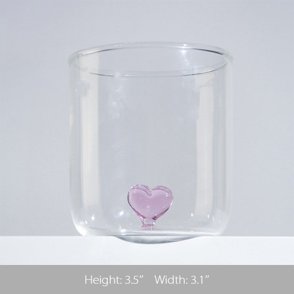 OEM Creative Heat Resistant Healthy Drinking Round Heart Bottom Glass Cup for Home Bar Drinkware Couple Gifts