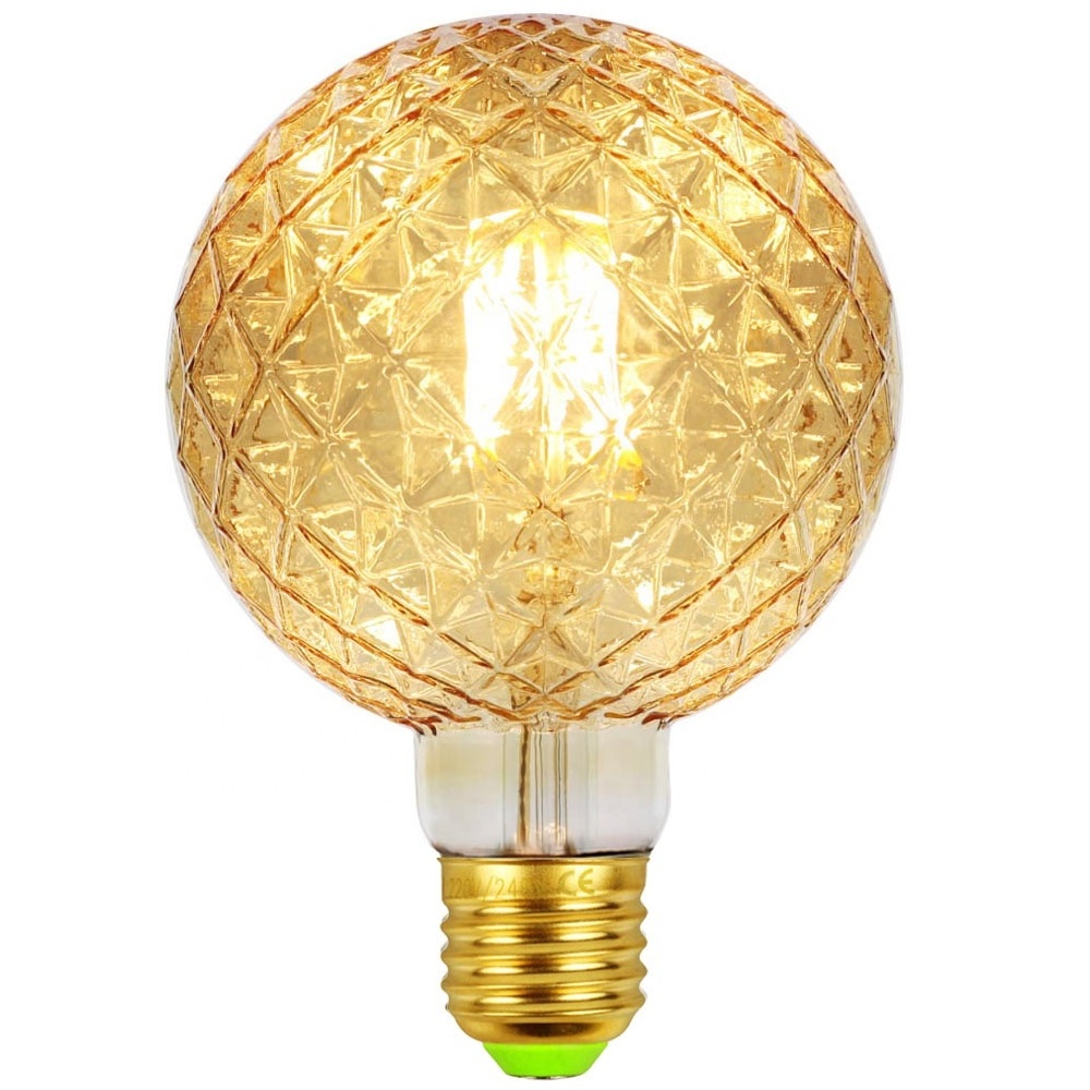 Vintage LED Edison Bulb G95 G30 4W Dimmable LED Filament Bulb Globe Pineapple Shaped Light Bulb 2300K Warm White E26 400Lumen