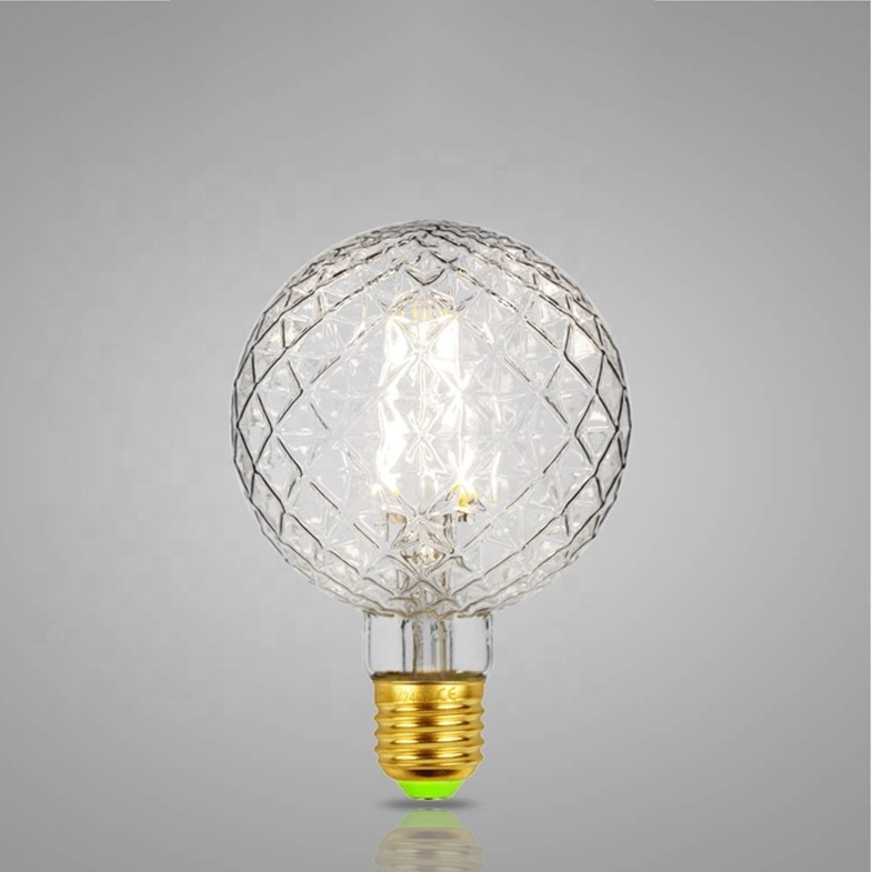 Vintage LED Edison Bulb G95 G30 4W Dimmable LED Filament Bulb Globe Pineapple Shaped Light Bulb 2300K Warm White E26 400Lumen