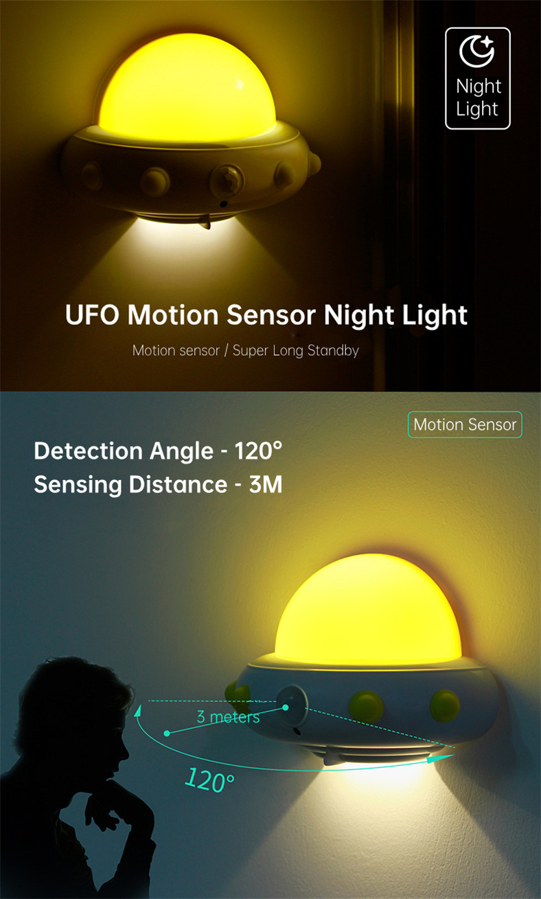 LED Closet Light Motion Activated Cordless Under Cabinet Motion Sensor Light UFO Night Light