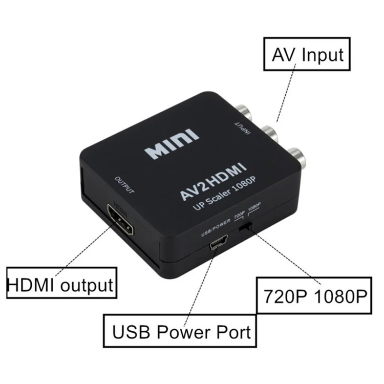 AV/RCA CVBS to HDTV 1080P Video Converter MINI AV2HD Adapter Converter Box For HDTV Projector Set top box DVD