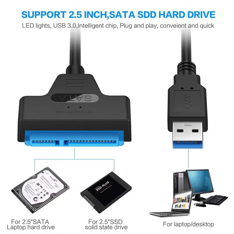 Sata To USB 3.0/2.0 Hard Driver Adapter Support 2.5 Inches External SSD HDD Hard Drive 22 Pin Sata III Cable Sata USB Cable