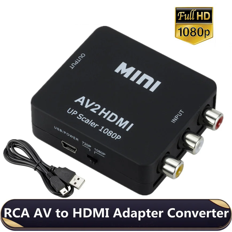 AV/RCA CVBS to HDTV 1080P Video Converter MINI AV2HD Adapter Converter Box For HDTV Projector Set top box DVD