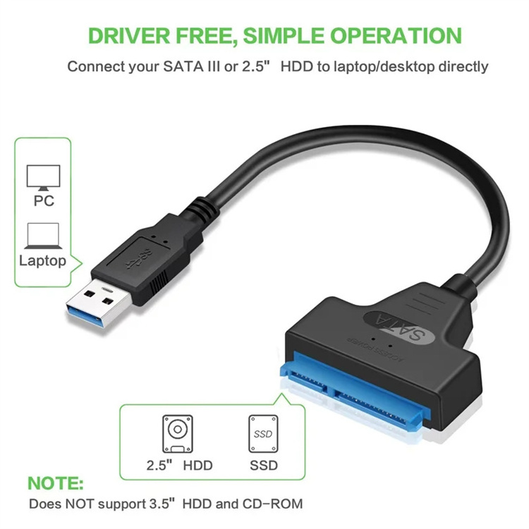 Sata To USB 3.0/2.0 Hard Driver Adapter Support 2.5 Inches External SSD HDD Hard Drive 22 Pin Sata III Cable Sata USB Cable