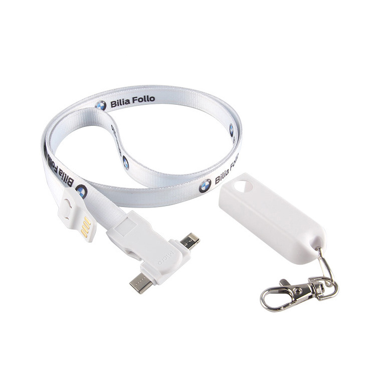 High quality OEM Lanyard 2 3 4 in 1 USB Data Cable Phones Lanyard Dual Sided Plug Charging Cable Stand Cord Business Gift