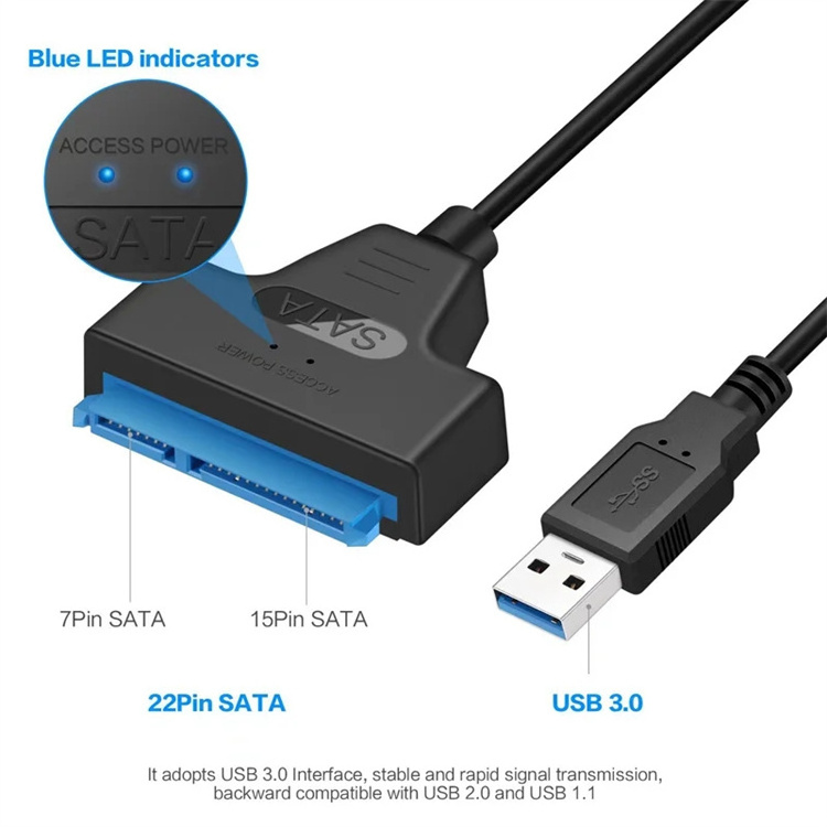 Sata To USB 3.0/2.0 Hard Driver Adapter Support 2.5 Inches External SSD HDD Hard Drive 22 Pin Sata III Cable Sata USB Cable