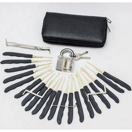 24pcs Unlocking Lock Pick Set with Transparent Practice padlock locksmith tools set