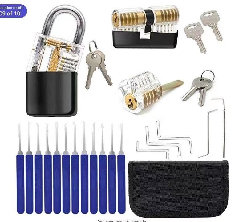 24pcs Unlocking Lock Pick Set with Transparent Practice padlock locksmith tools set