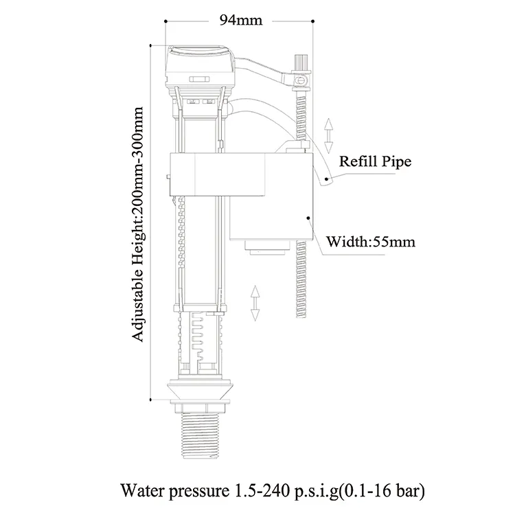 Toilet Tank Cistern Accessories Fill Flush Valves Dual Flush  Bathroom Toilet Fittings