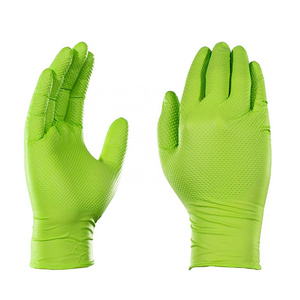 Orange Grip Gloves Box Bodyguard Finite Diamond Textured Nitrile Gloves Green