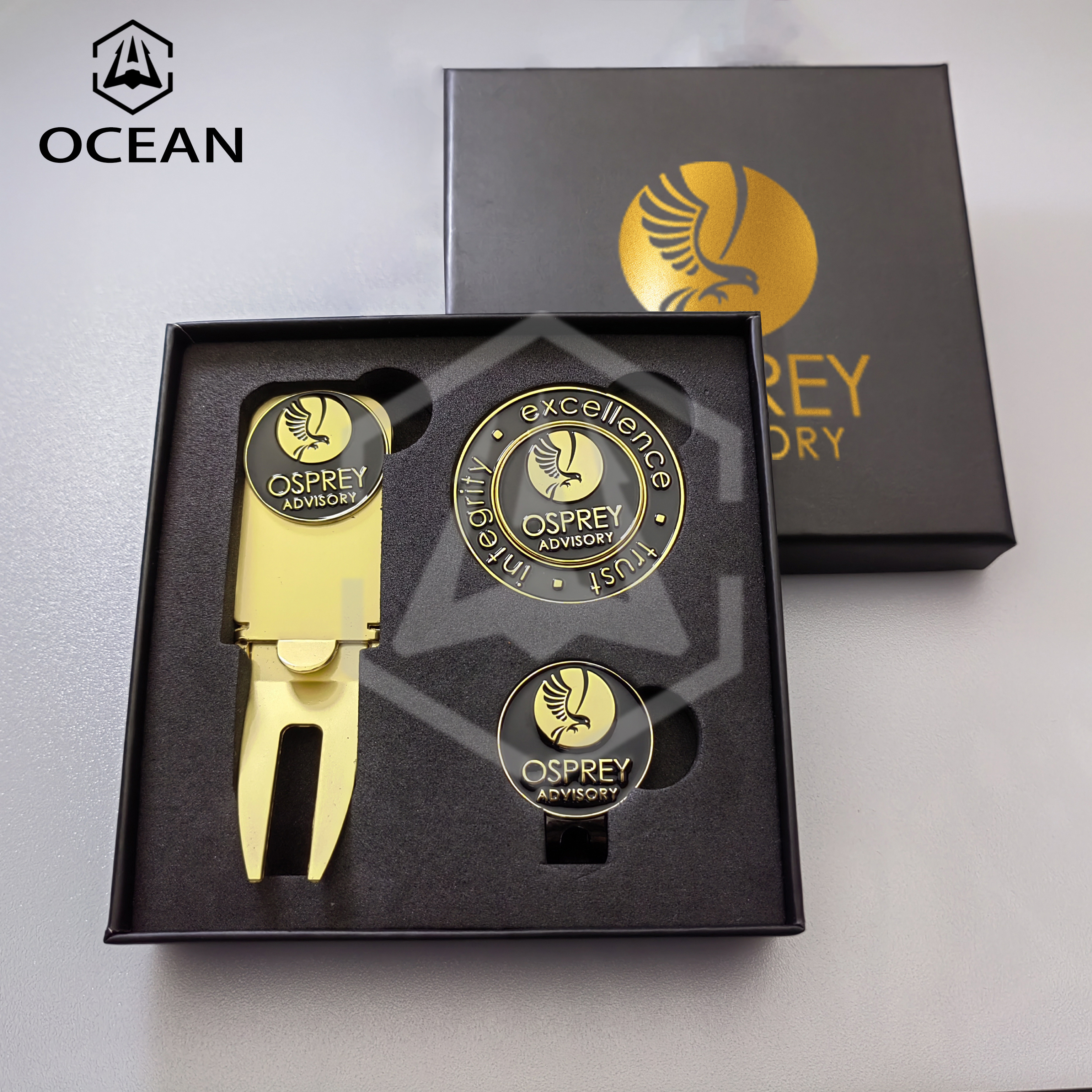 Accessories High Quality Black Wholesale Laser Engraved Gift Custom Metal Bulk Cheap Golf Divot Tool And Marker With Ball Marker