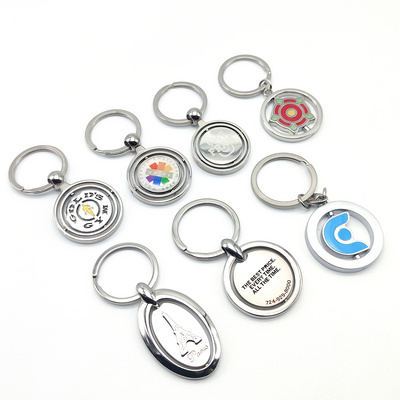 Customised Logo Branded Souvenirs Gift Metal Key Chain Blank Or Enamel Rotating Spinning Keyring Custom Keychain