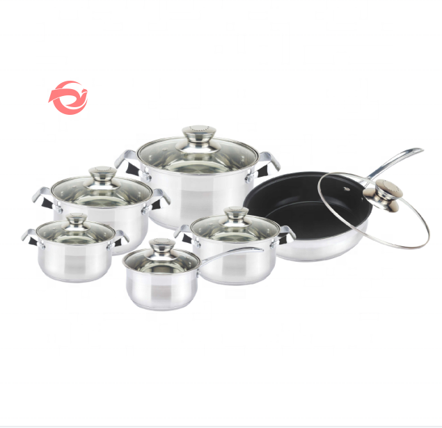 Cooking cookware with nonstick fry pan and kitchen utensils 12 pieces food warmer set stainless steel cookware set