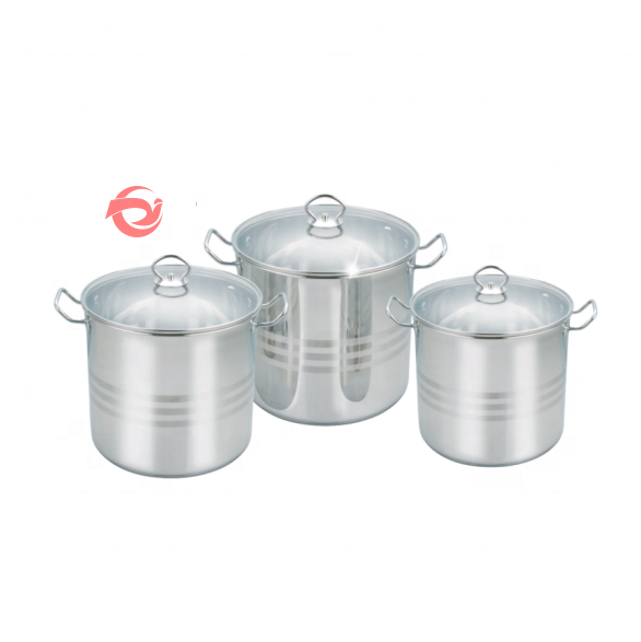 2024 New Arrival Stainless Steel 201 304 Big Capacity Natural Healthy Stockpot Induction Bottom With Glass Lid Cooking Pot