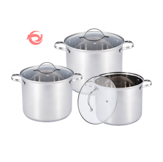 2024 New Arrival Stainless Steel 201 304 Big Capacity Natural Healthy Stockpot Induction Bottom With Glass Lid Cooking Pot