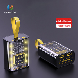 New Mini Transparent Power Bank 10000mAh Portable External Battery Charger with LED Lamp for Smartphone