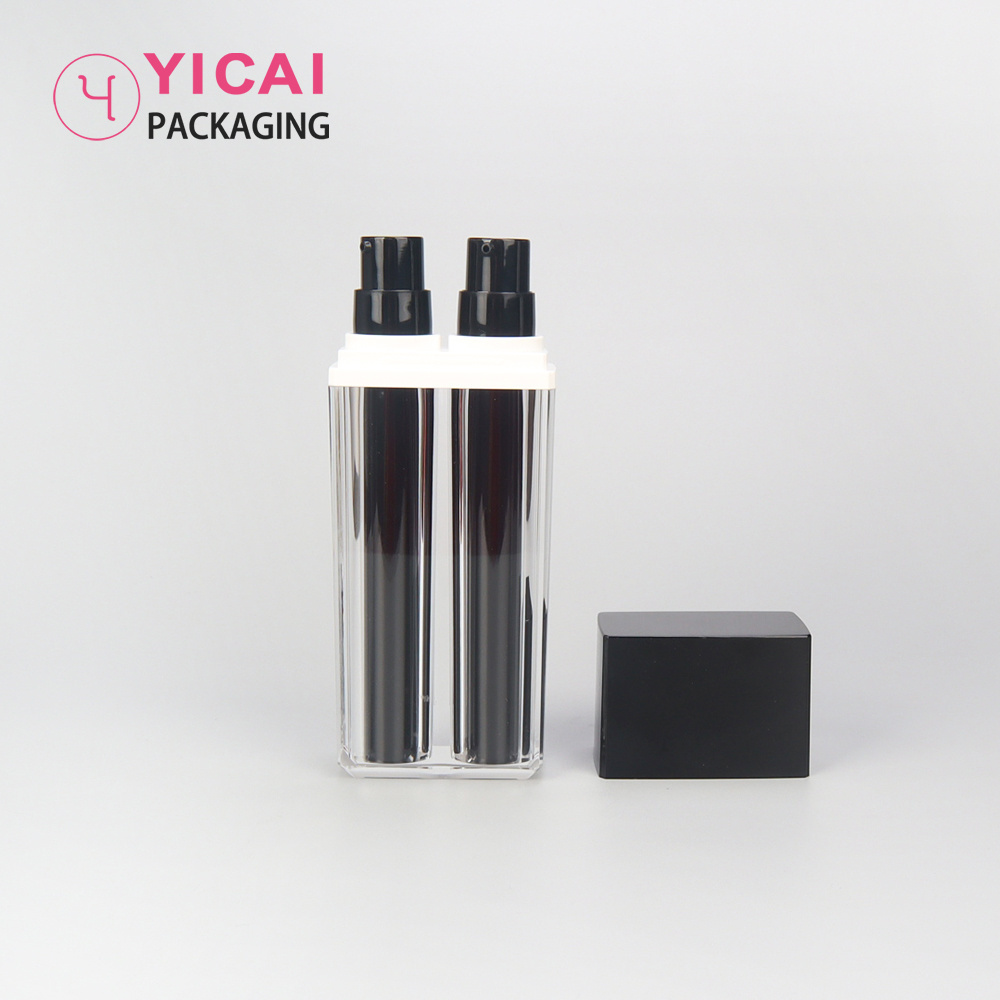 Factory Price 15ml*2 30ml Dual Chamber Double Pump Cosmetic Airless Pump Bottles Multi Chamber 2 In 1 Bottle Lotion Bottle