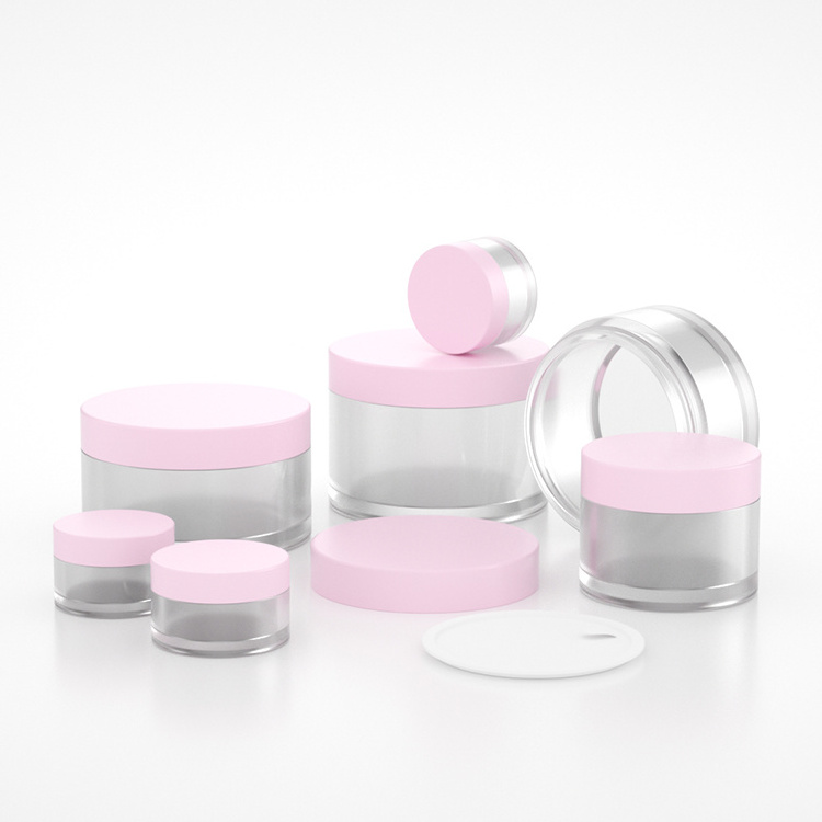 15ml 30ml 50ml 60ml 100ml 200ml 250ml Petg Clear Cosmetic Cream Jars Plastic Lip Scrub Container With Pink Cap