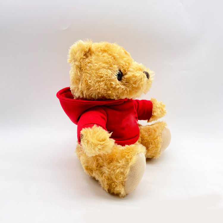 Custom print or embroidery LOGO stuffed soft toy plush brown teddy bear with hoodies