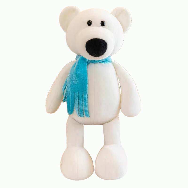 Christmas decorations sitting bear figurine white polar bear plush toys stuffed animal soft doll with red scarf