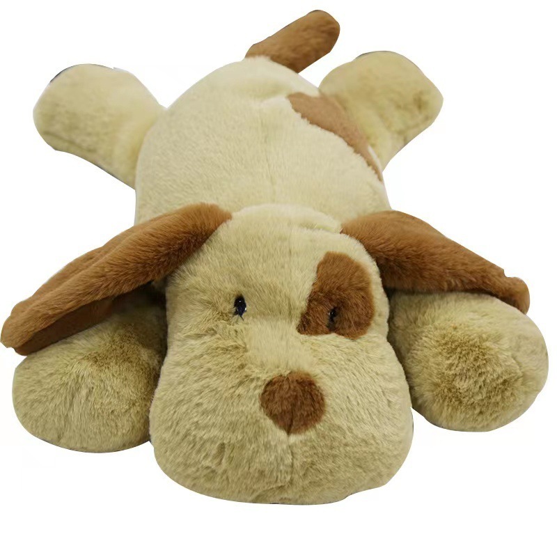 Custom White and Brown Big Dog Sleeping Stuffed Animal Soft Plush Hugging Puppy