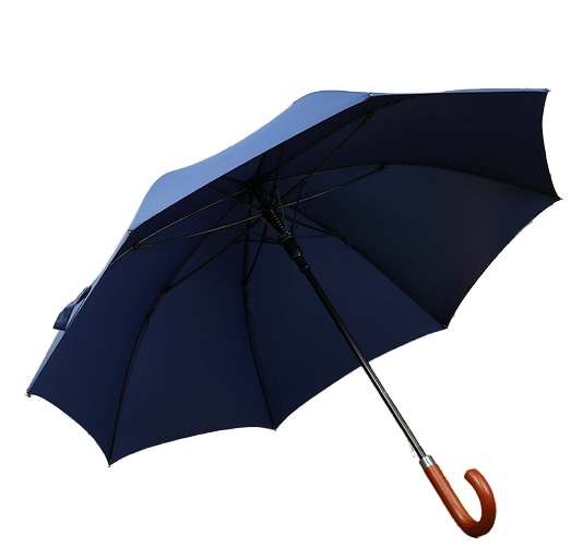 COLLAR AND CUFFS LONDON - Windproof EXTRA STRONG - StormDefender City Umbrella - Vented Canopy - Auto - Wood Handle - Black