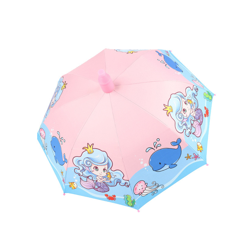 New Innovation  Animal Design Straight Cartoon Umbrella Auto Open Waterproof Sleeve Children Umbrella with Ice Cream Handle