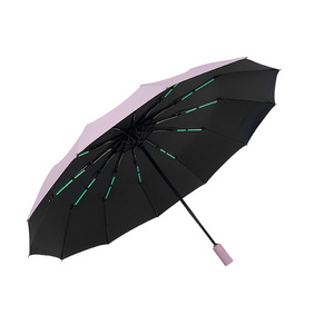 Wholesale Promotional Anti UV Dual Use Folding Umbrella Strong Sturdy Windproof Large Collapsible 12k Sun Umbrella