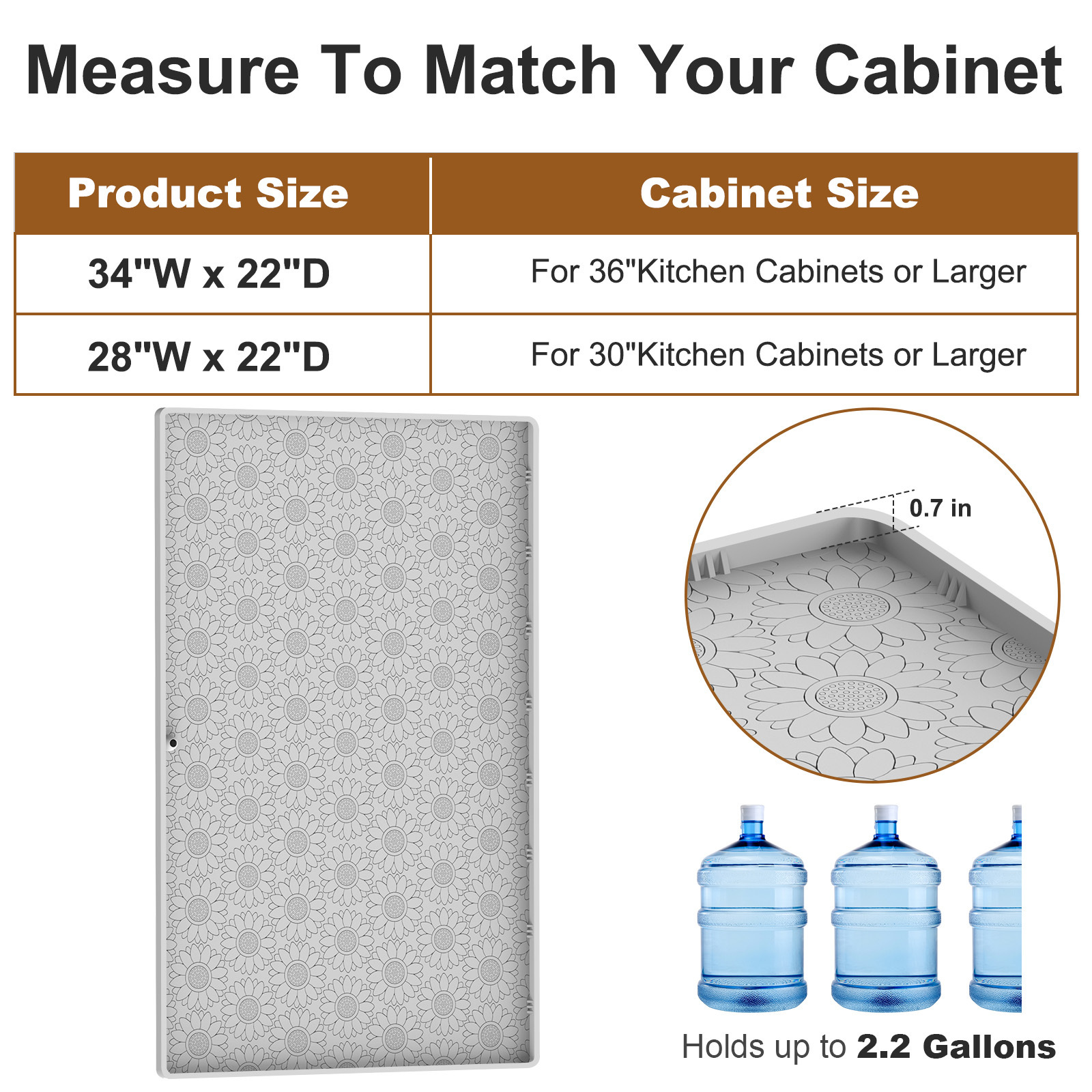 Quick Dry Mats Under Sink 28 34 X 22  For Kitchen Cabinet Anti-slip Waterproof Silicone The Premium Liner Mat bathroom