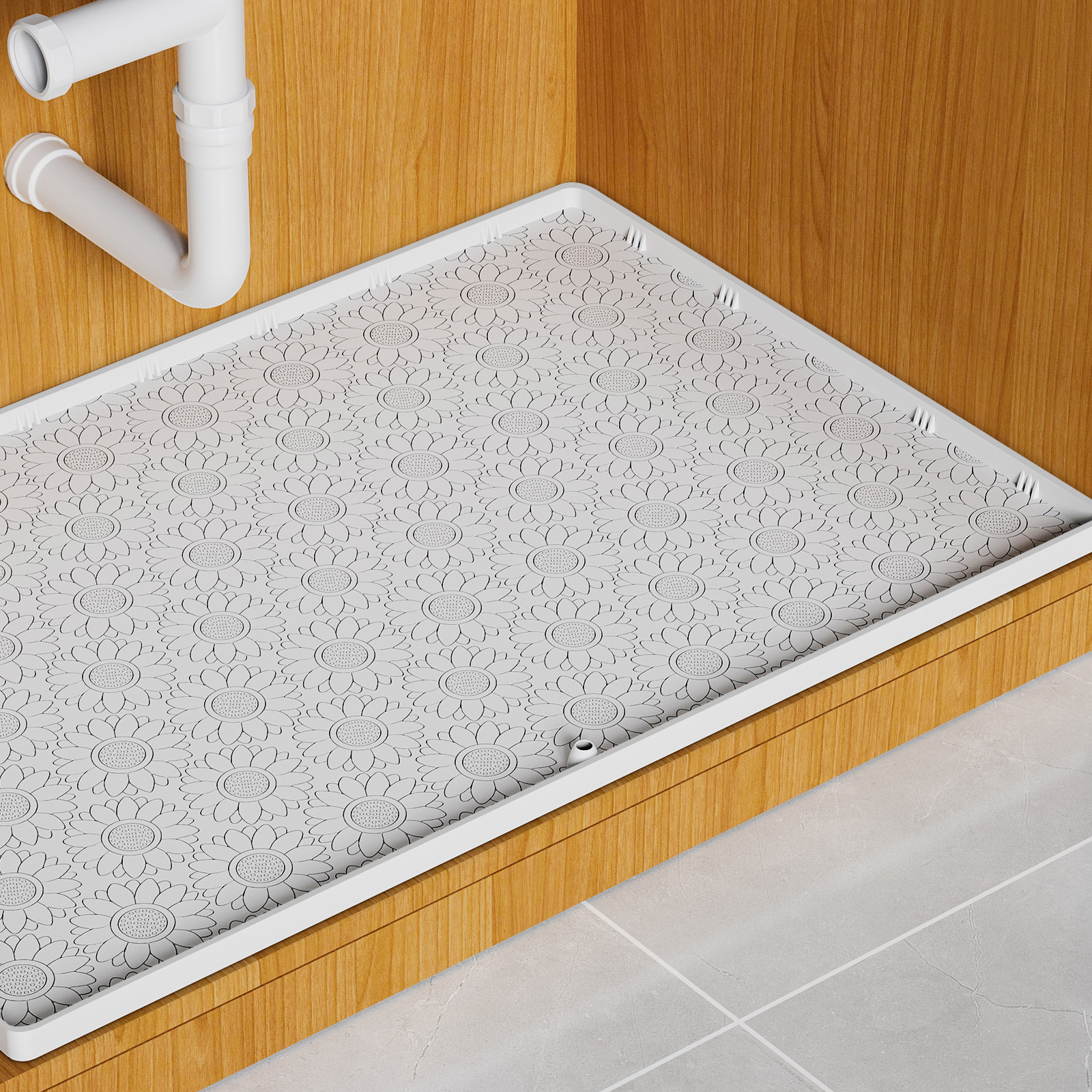 34x22 Under Sink Mats Liner Quick Dry Silicone Accept Customizable Bathroom Cabinet Anti Slip For Kitchen Waterproof durable