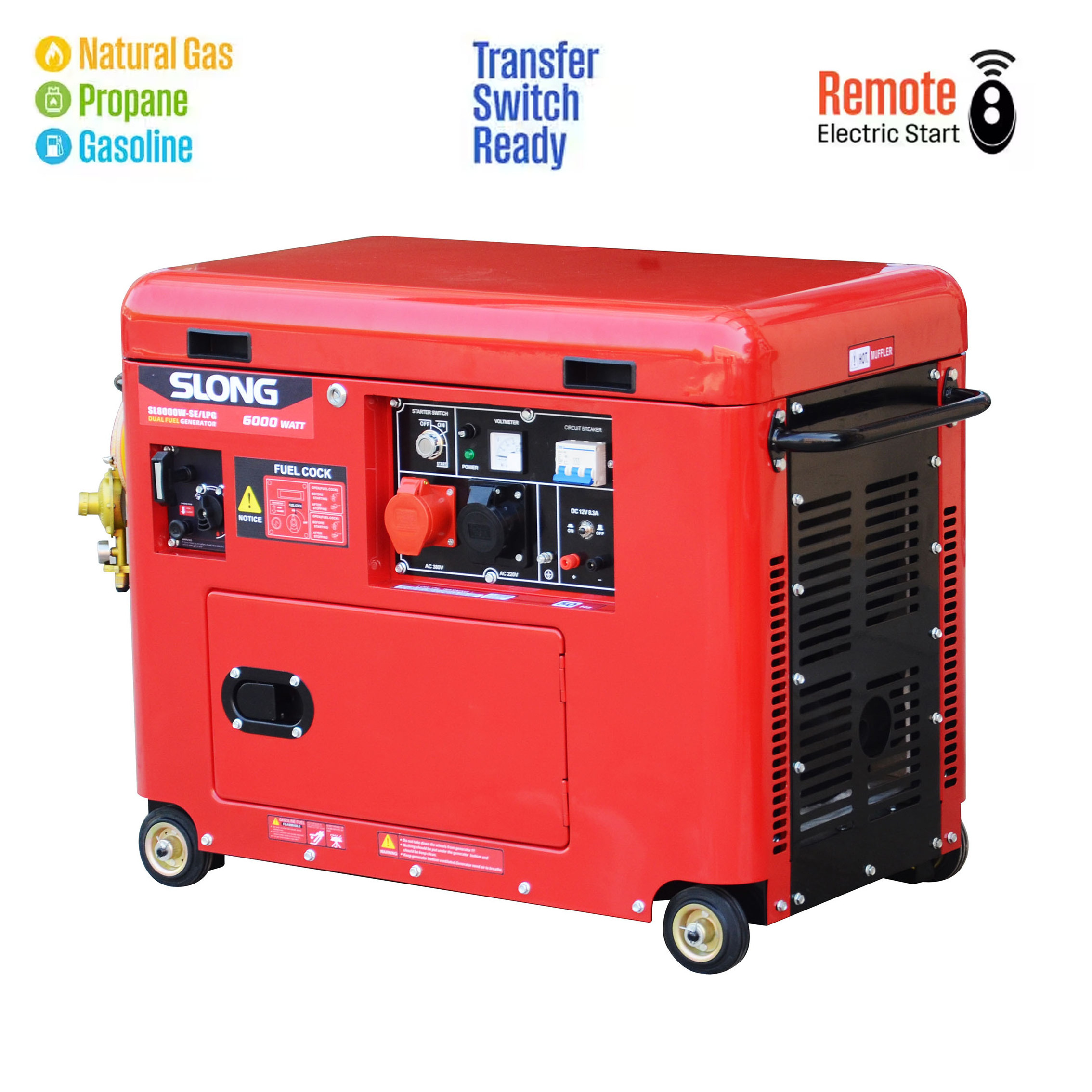 SLONG BRAND 5000 Watt Electric Start Tri-Fuel Portable Generator