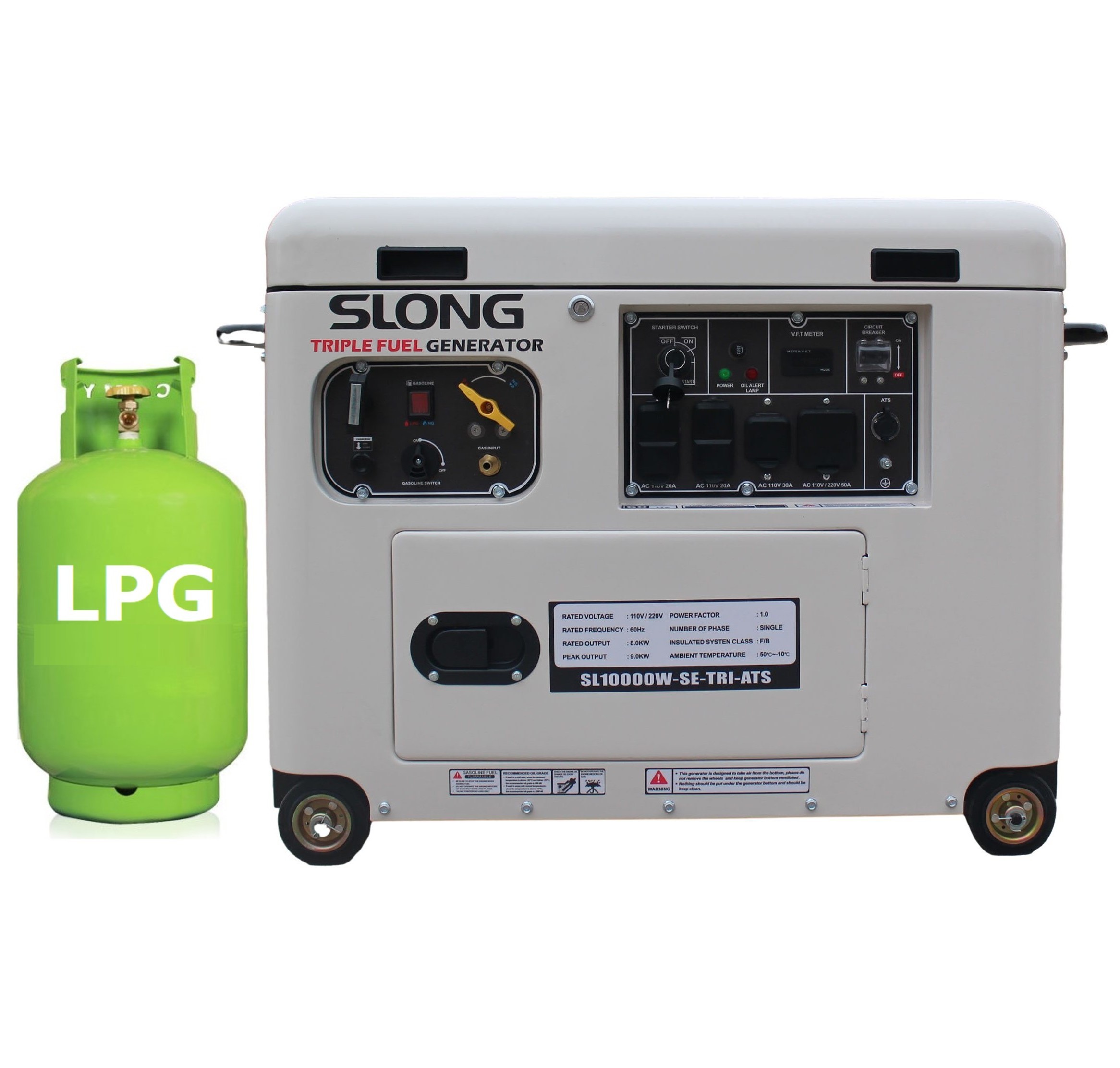 SLONG 8000W Electric Start Tri Fuel Generator gasoline generator Natural gas LPG Power generator