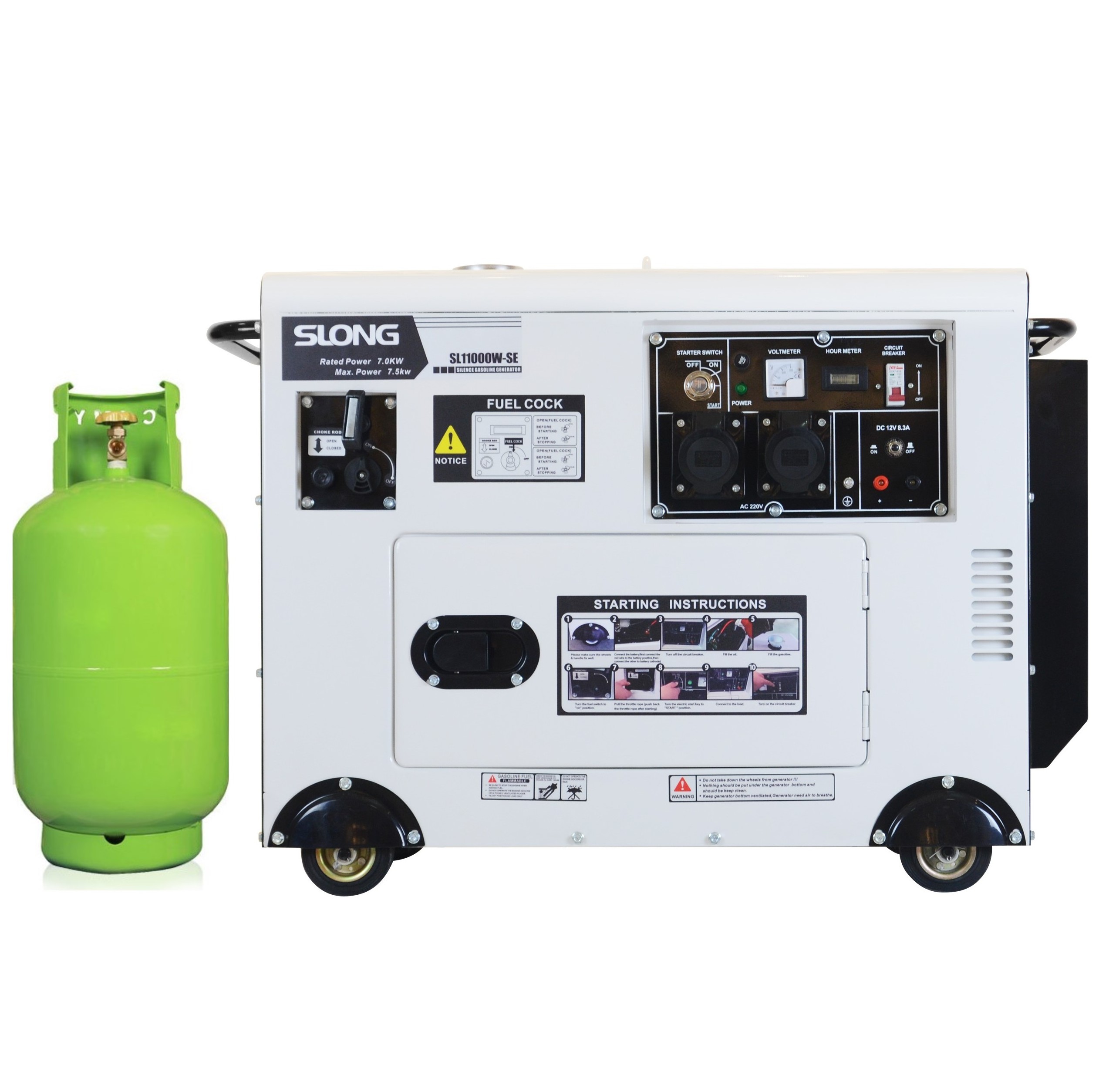 Slong SL15000W-SE 5KW 6KW 7KW 8KW 10KW 15KW gasoline silent generator LPG/NG dual fuel generator