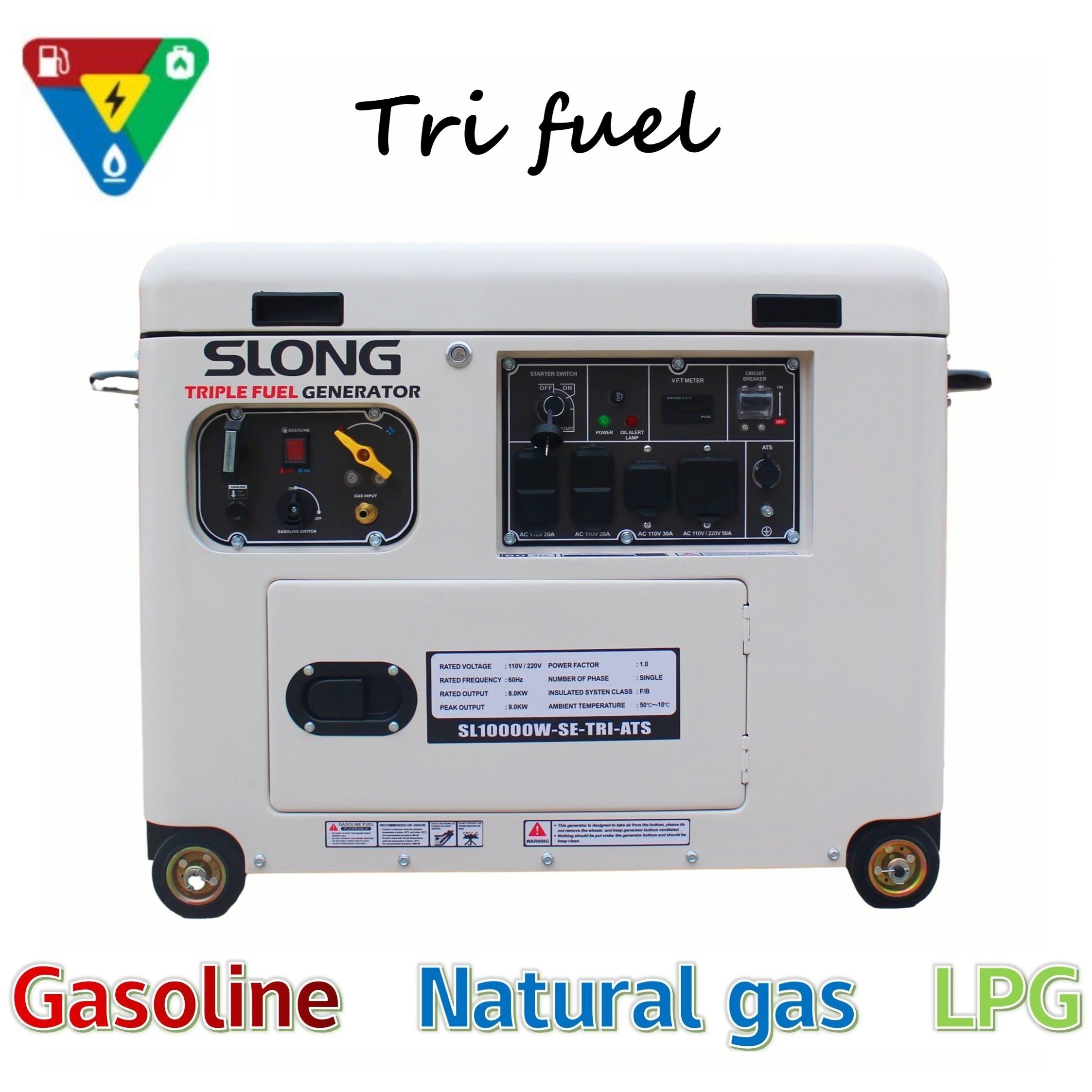 SLONG 8000W Electric Start Tri Fuel Generator gasoline generator Natural gas LPG Power generator